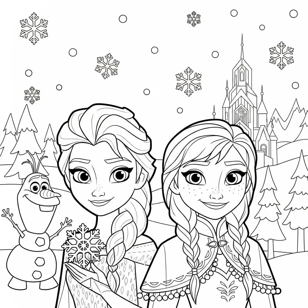 Frozen Para Colorear para colorear y recortar para imprimir gratis