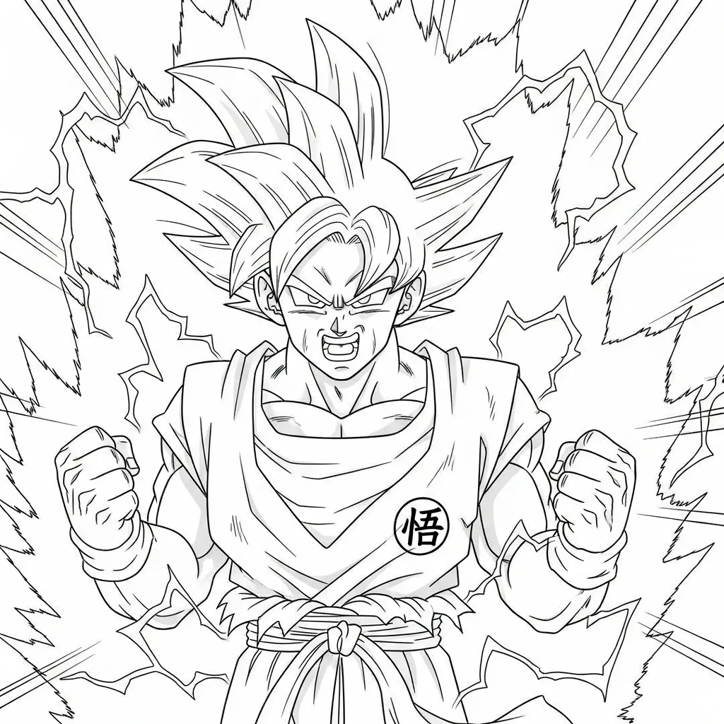 Goku Para Colorear para colorear para niños para descargar