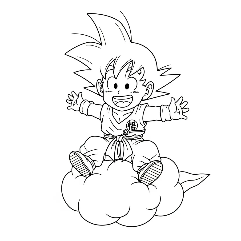 Goku Para Colorear para colorear para niño gratis
