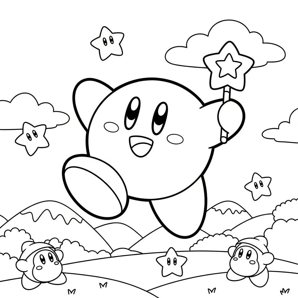 Kirby Para Colorear para colorear gratis para niños 1