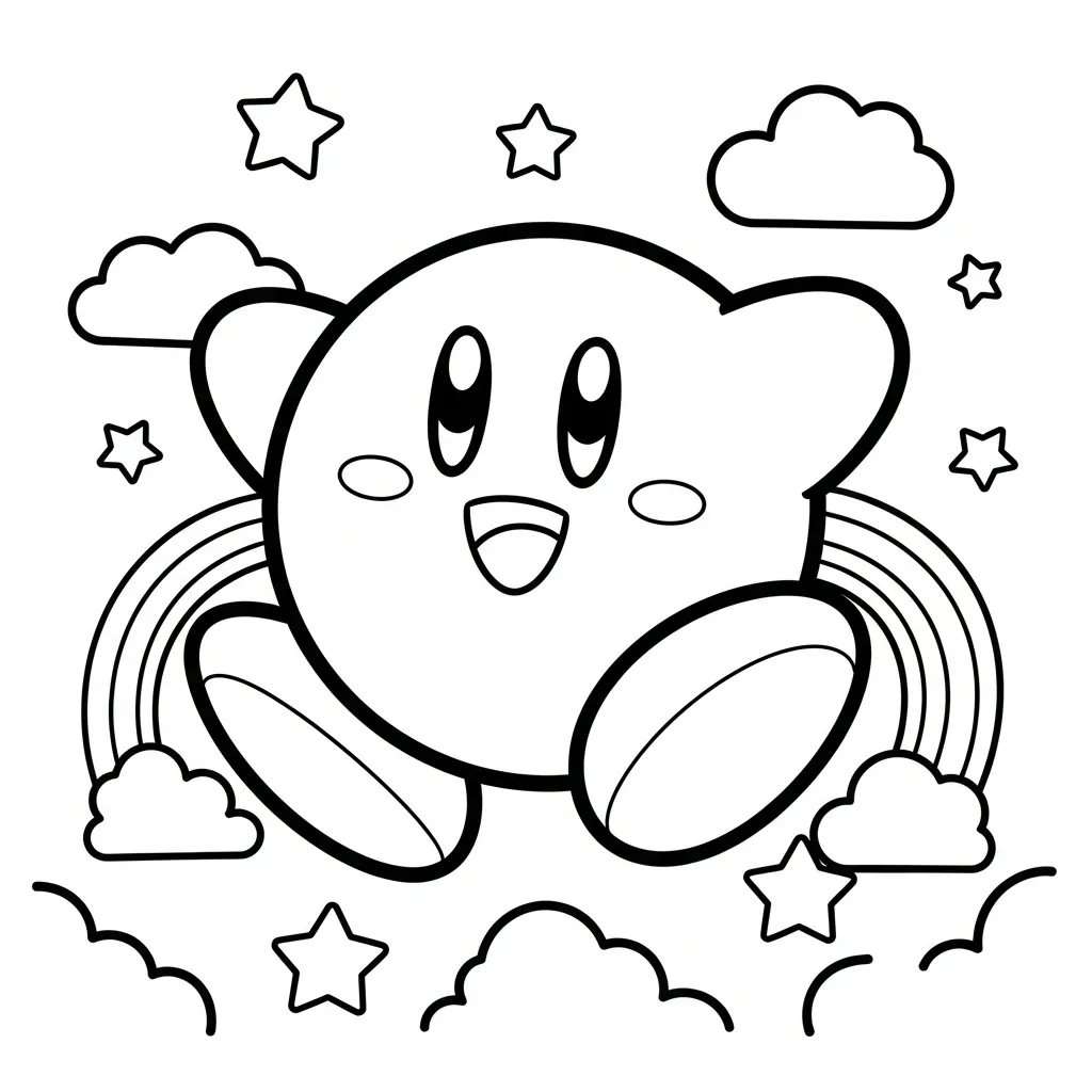 Kirby Para Colorear para colorear gratis para niños