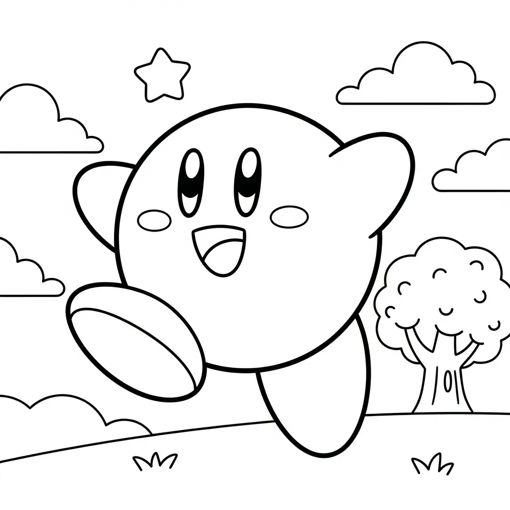 Kirby Para Colorear para colorear para imprimir para niño de 4 años
