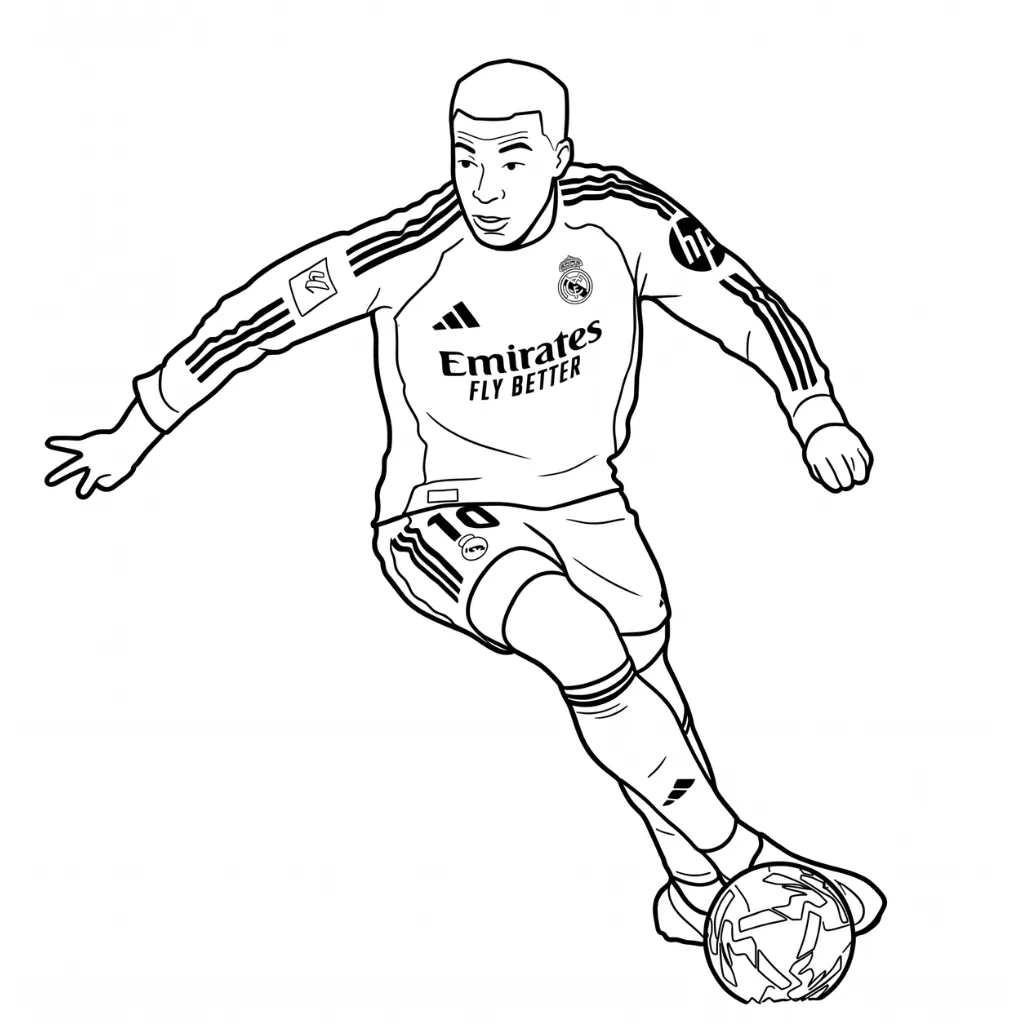 Kylian Mbappé 1 para colorear y aprendizaje