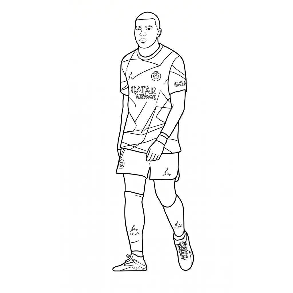 Kylian Mbappé 10 para colorear para imprimir para niños