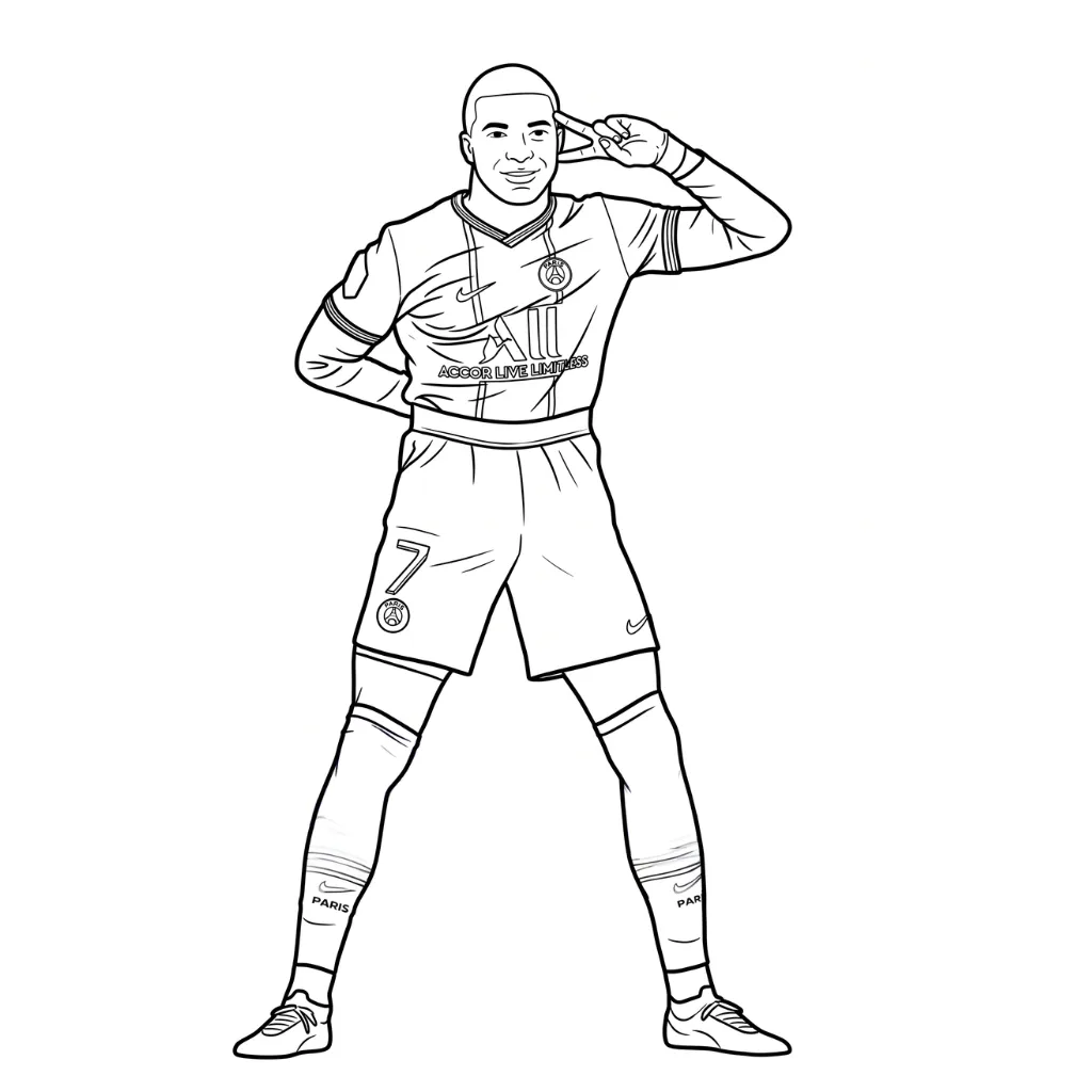 Kylian Mbappé 11 para colorear y dibujos