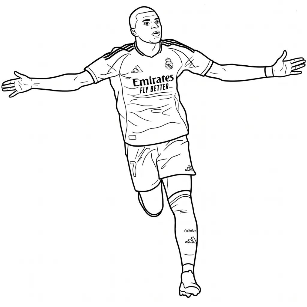 Kylian Mbappé 15 para colorear para niño para imprimir gratis