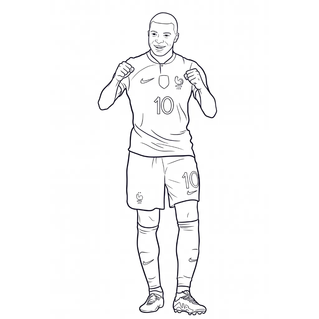 Kylian Mbappé 16 para colorear y recortar para imprimir