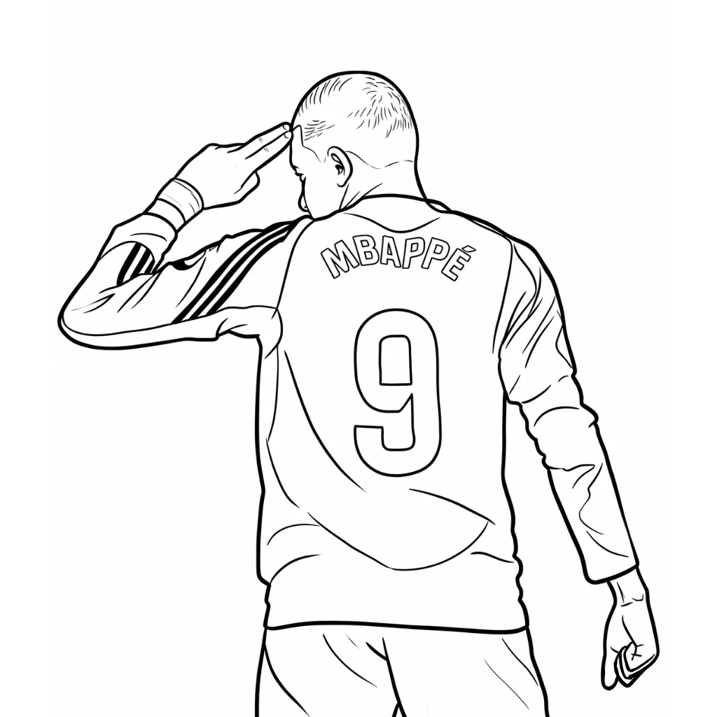 Kylian Mbappé 27 para colorear y recortar para imprimir gratis