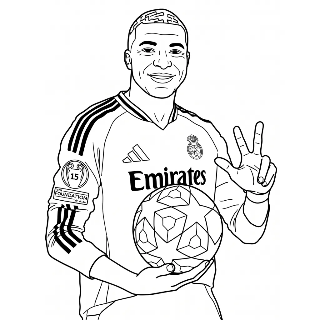 Kylian Mbappé 6 para colorear para niños para imprimir