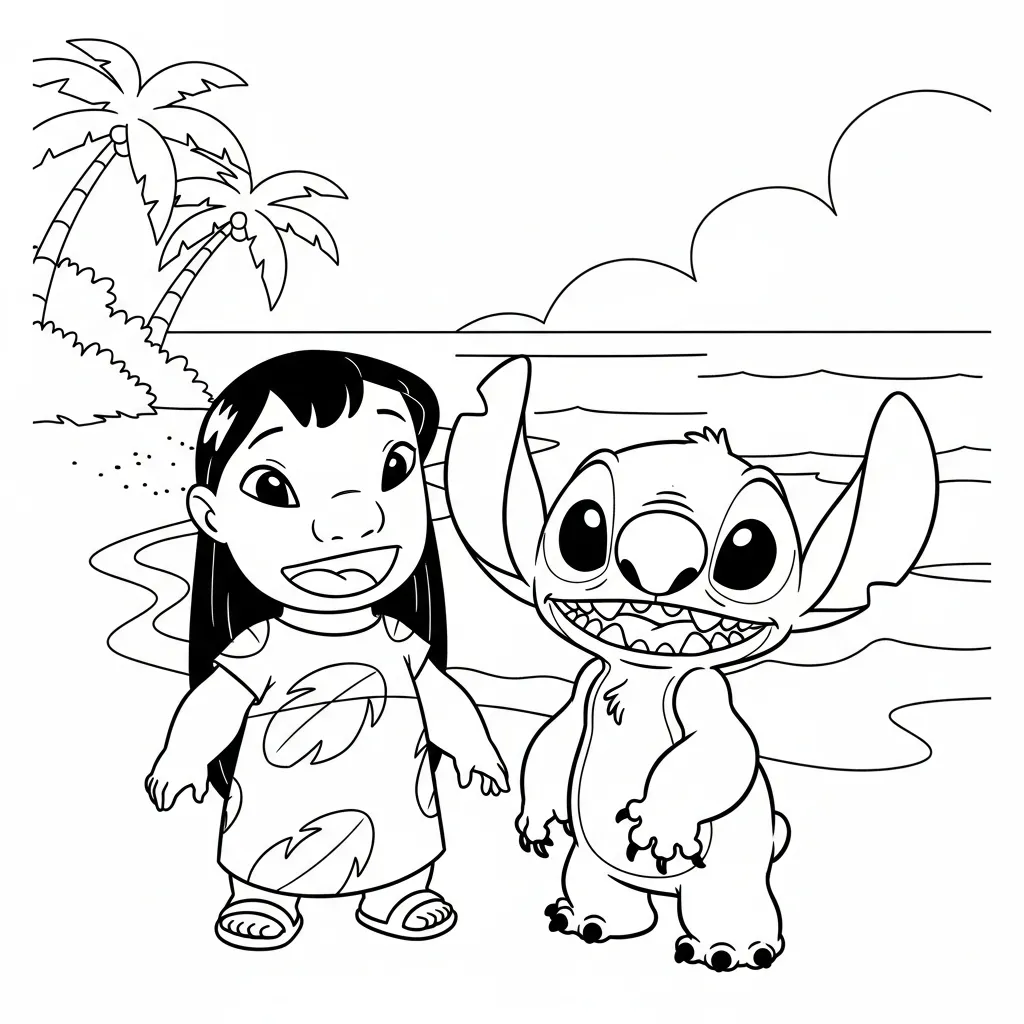 Lilo y Stitch Para Colorear para colorear para imprimir pdf gratis
