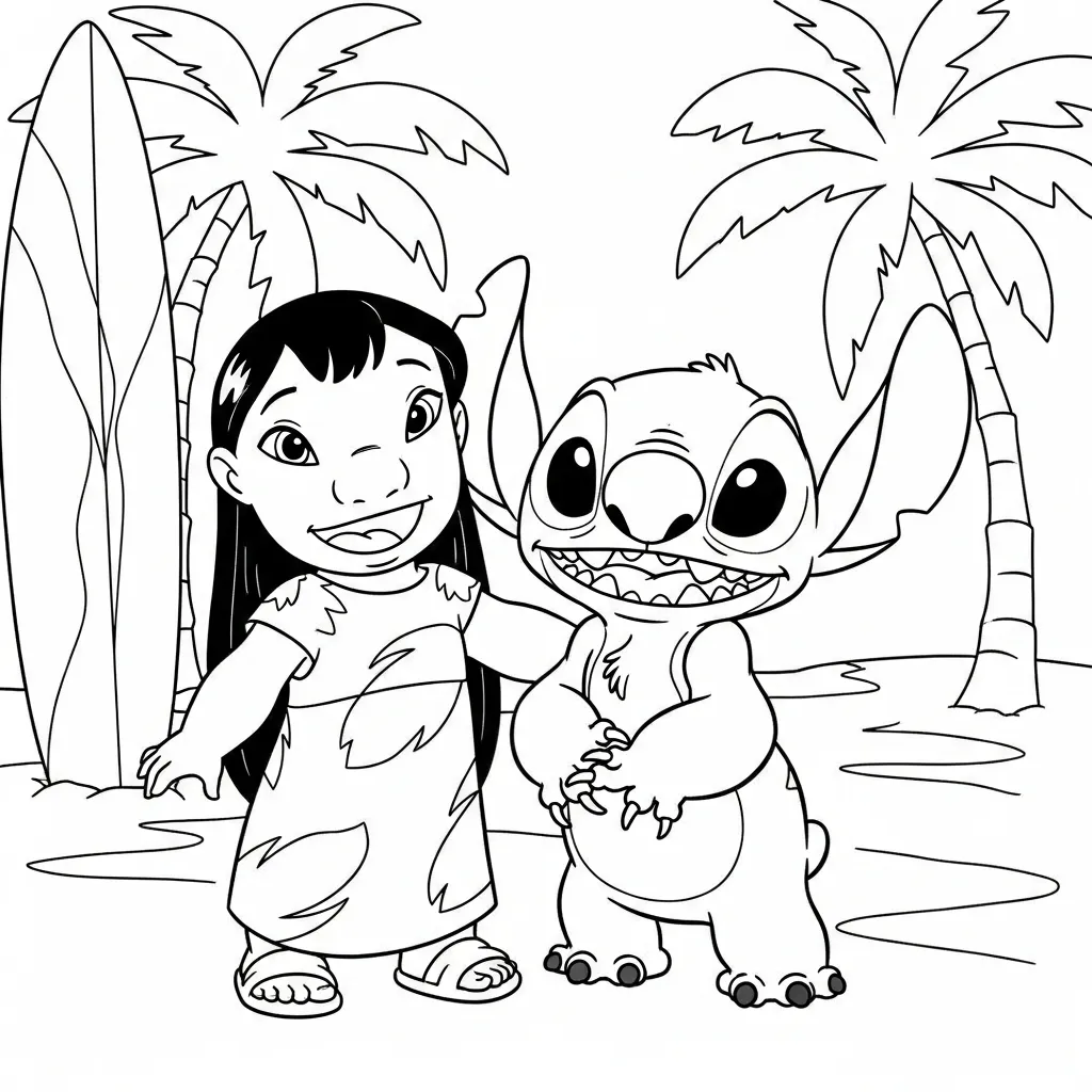 Lilo y Stitch Para Colorear para colorear para niño para imprimir