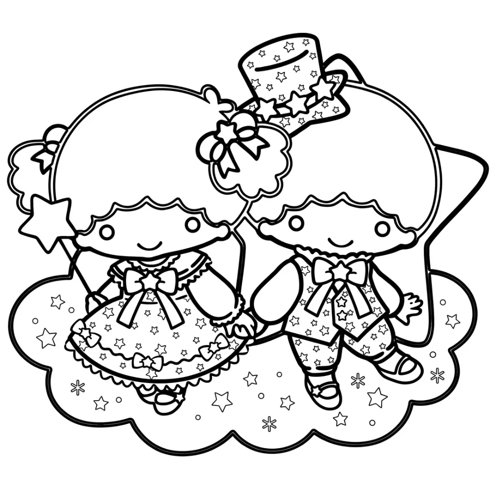 Little Twin Stars 12 para colorear para niños para imprimir