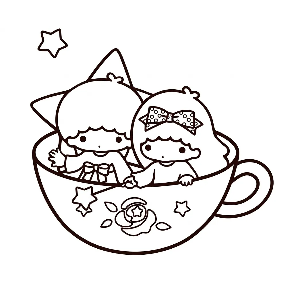 Little Twin Stars 13 para colorear gratis para niños