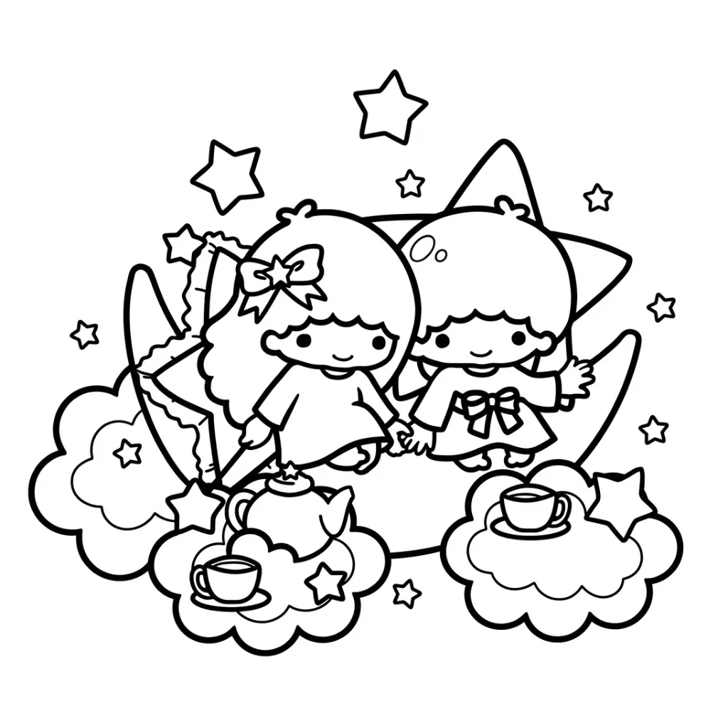 Little Twin Stars 15 para colorear para imprimir para niño de 12 años