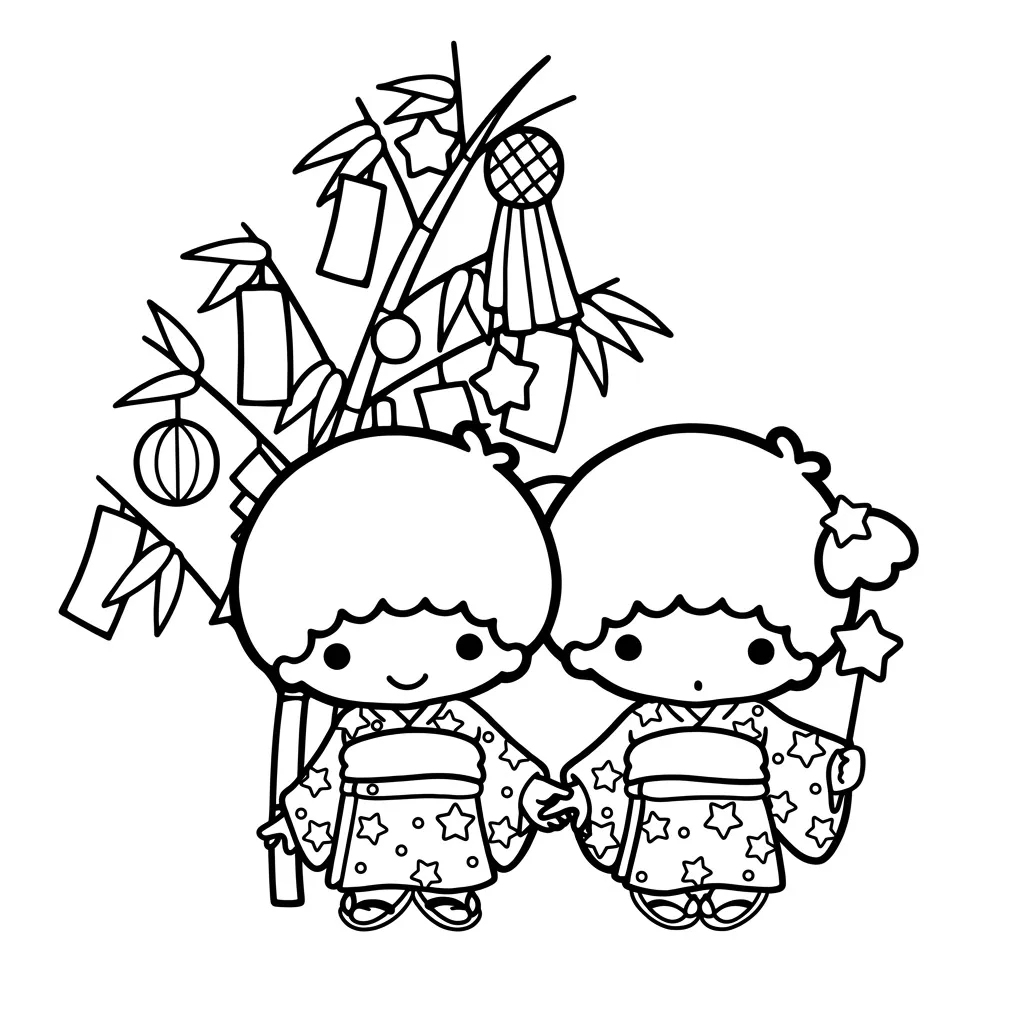 Little Twin Stars 4 para colorear gratis para imprimir