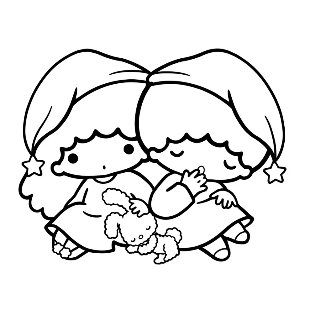 Little Twin Stars 8 para colorear para imprimir pdf gratis