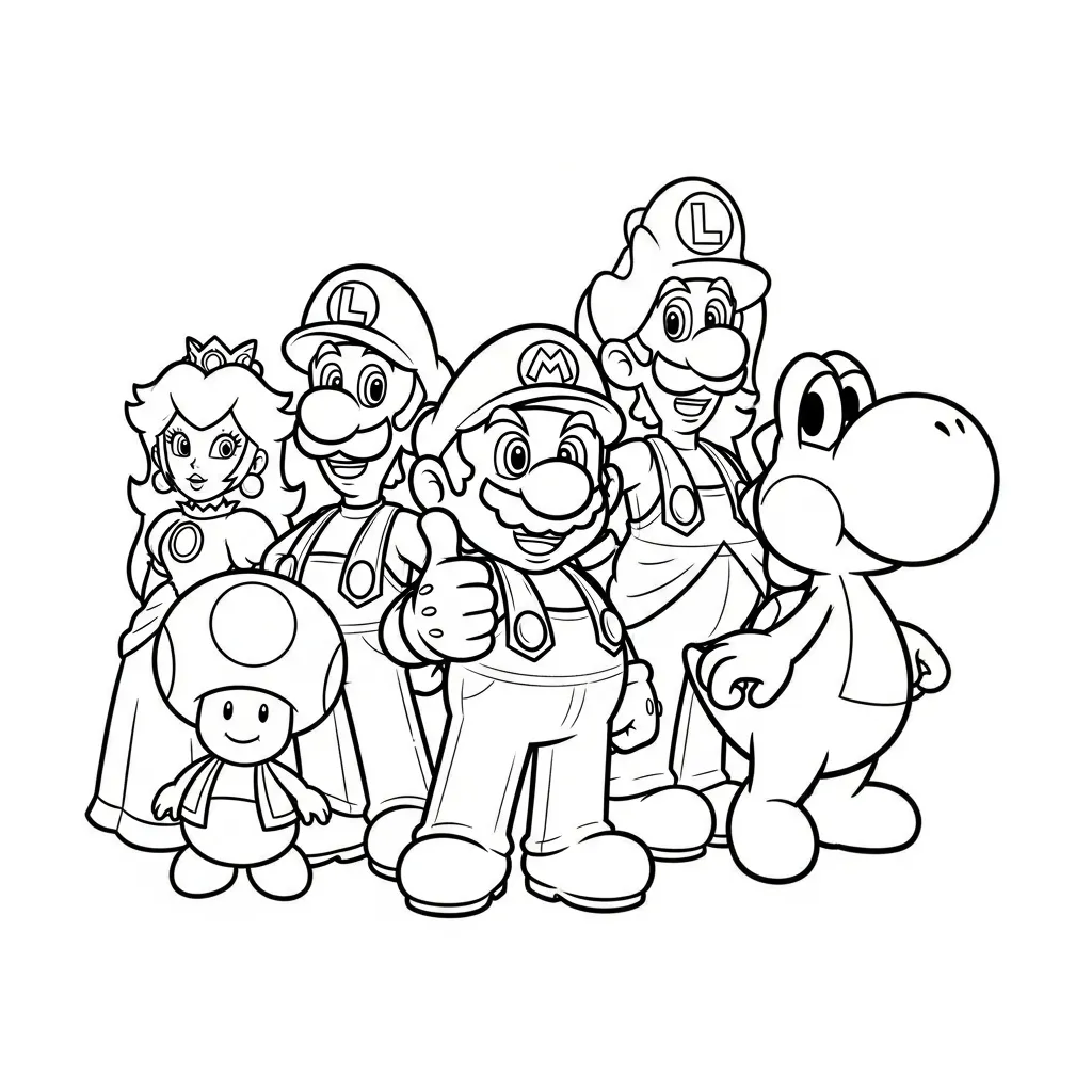 Mario Bros Coloring pages for coloring and learning