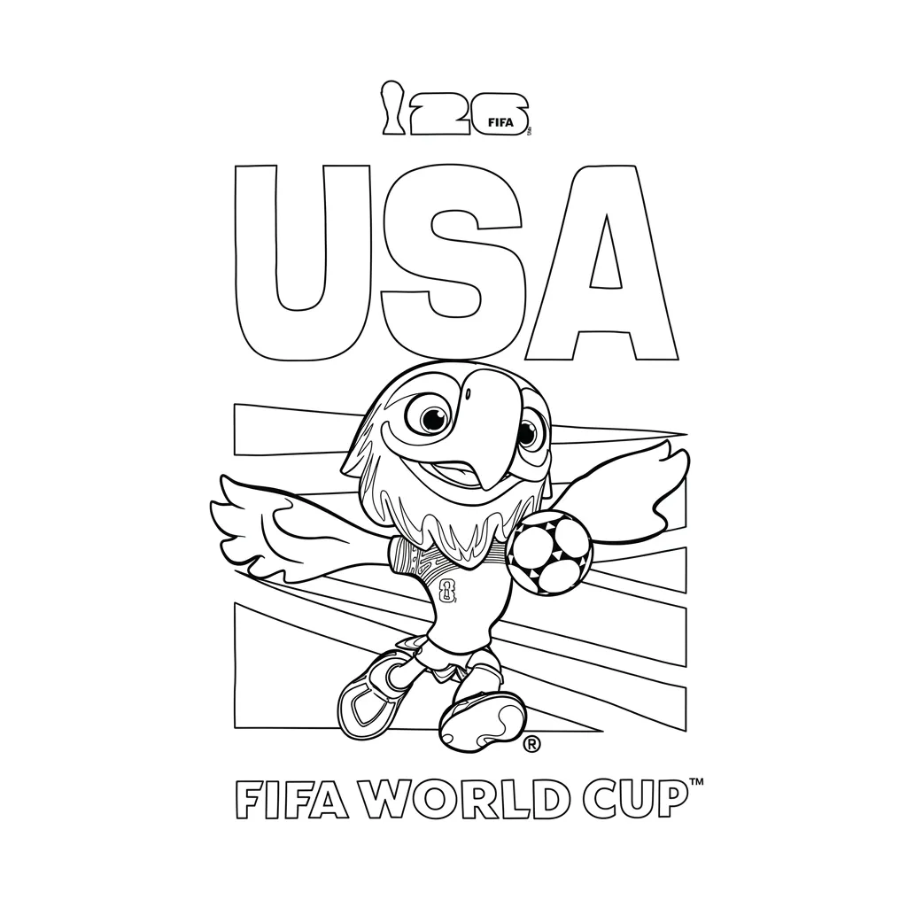 Mascota Del Mundial 2026 Para Colorear para colorear para niños para imprimir