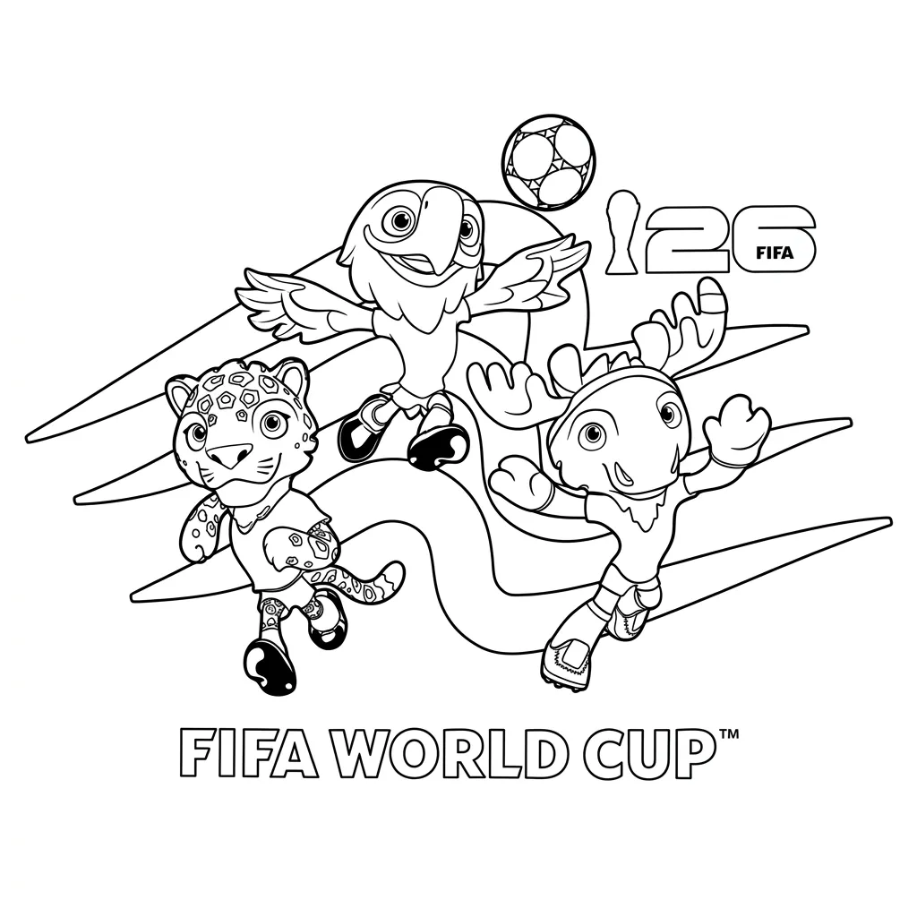 Mascota Del Mundial 2026 Para Colorear para colorear en línea 1