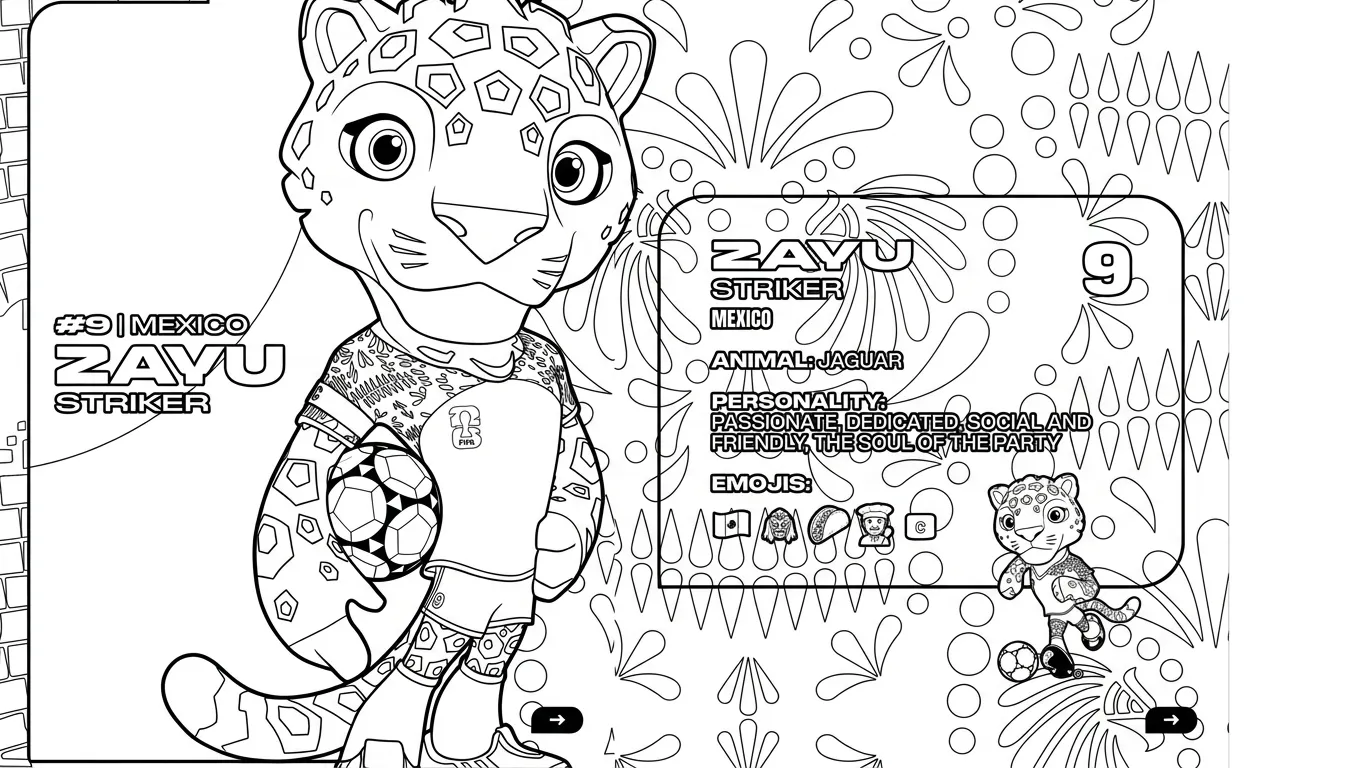 Mascota Del Mundial 2026 Para Colorear para colorear para niño de 5 años 1