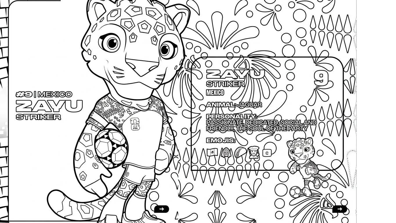Mascota Del Mundial 2026 Para Colorear para colorear para niño de 4 años