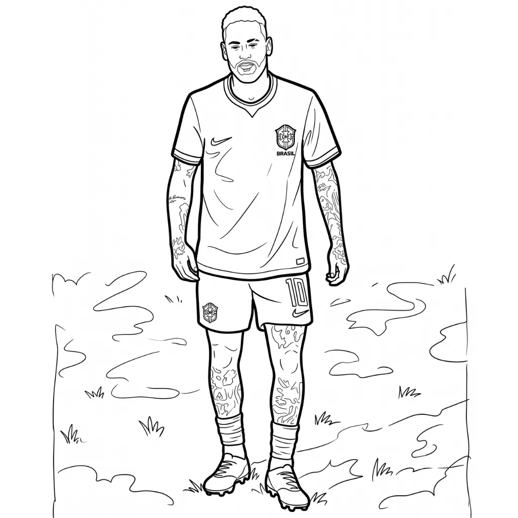 Neymar 10 para colorear para niños para imprimir