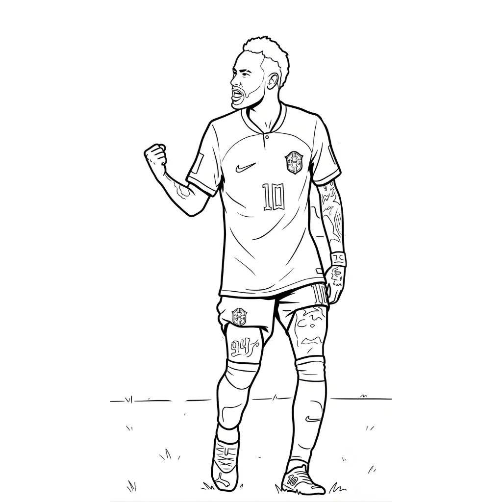 Neymar 16 para colorear para imprimir para niño de 4 años