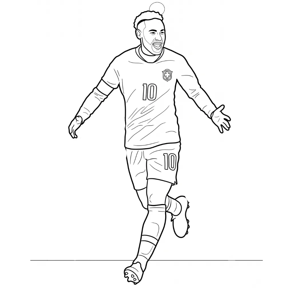 Neymar 18 para colorear para imprimir para niño de 7 años