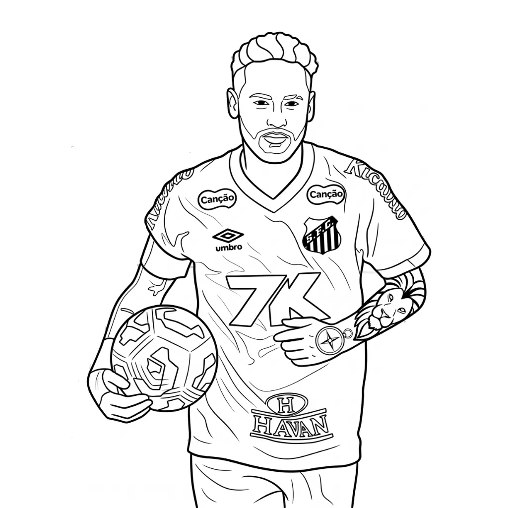Neymar 23 para colorear para imprimir para niño de 6 años