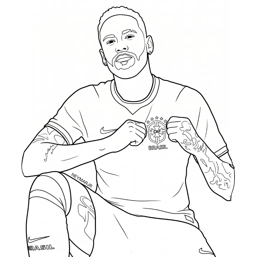 Neymar 4 para colorear para imprimir pdf gratis