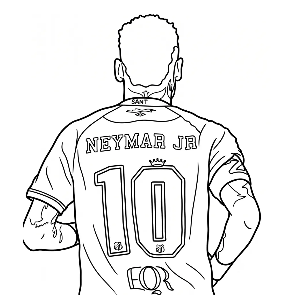 Neymar 5 para colorear para niño de 7 años