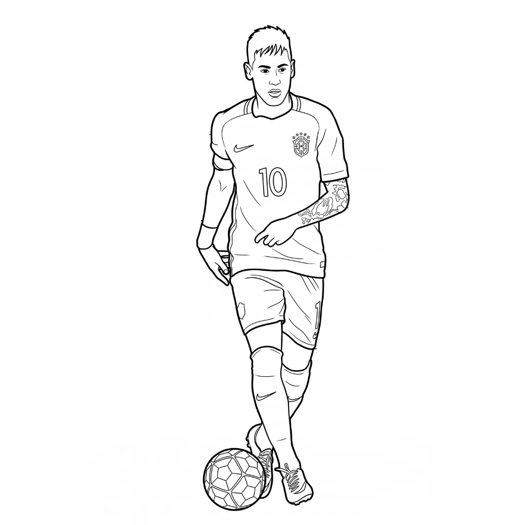 Neymar 9 para colorear para primaria