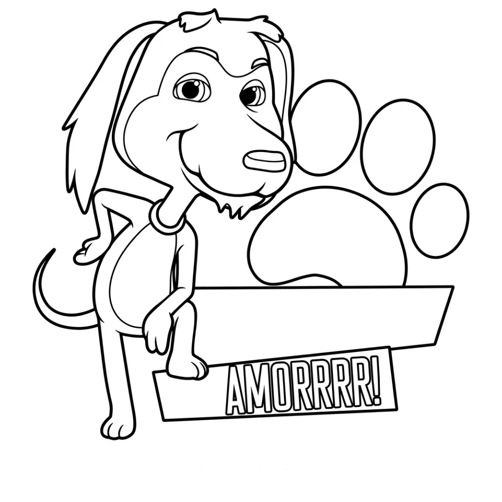 Perro Chocolo 8 para colorear y recortar