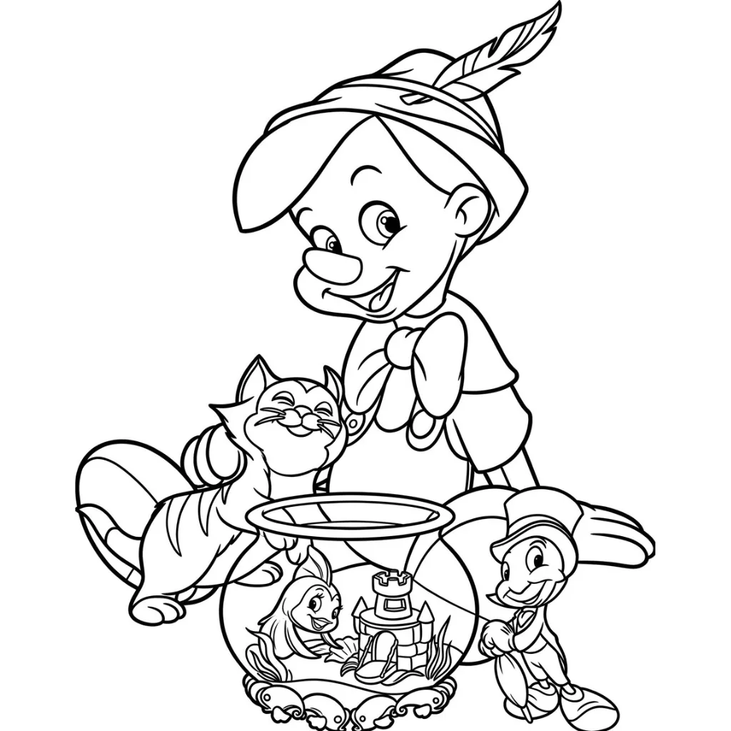 Pinocchio 8 printable coloring pages for kids