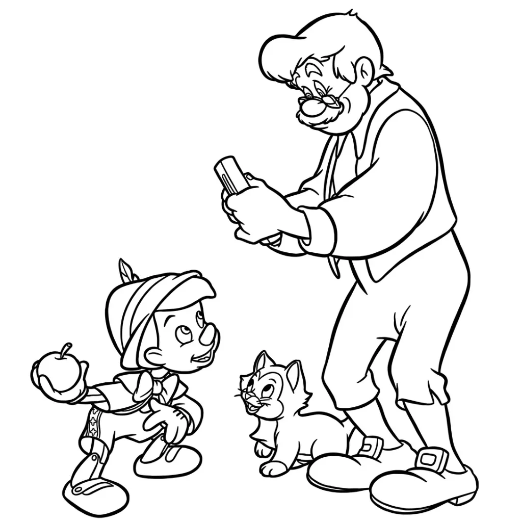 Pinocchio 9 coloring pages for a 7-year-old boy