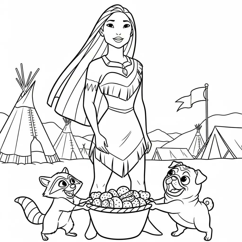 imprimir Pocahontas 11 para colorear para niño