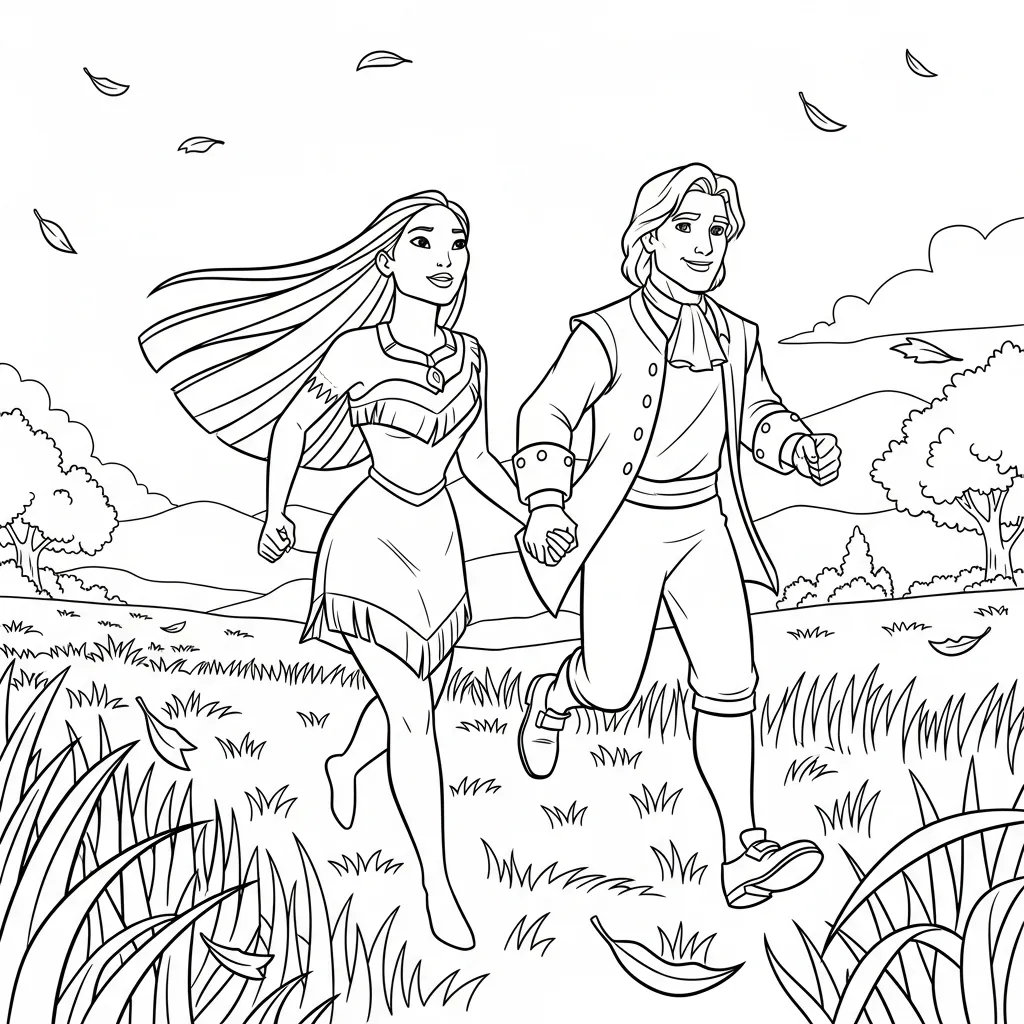 Pocahontas 14 para colorear y recortar para imprimir