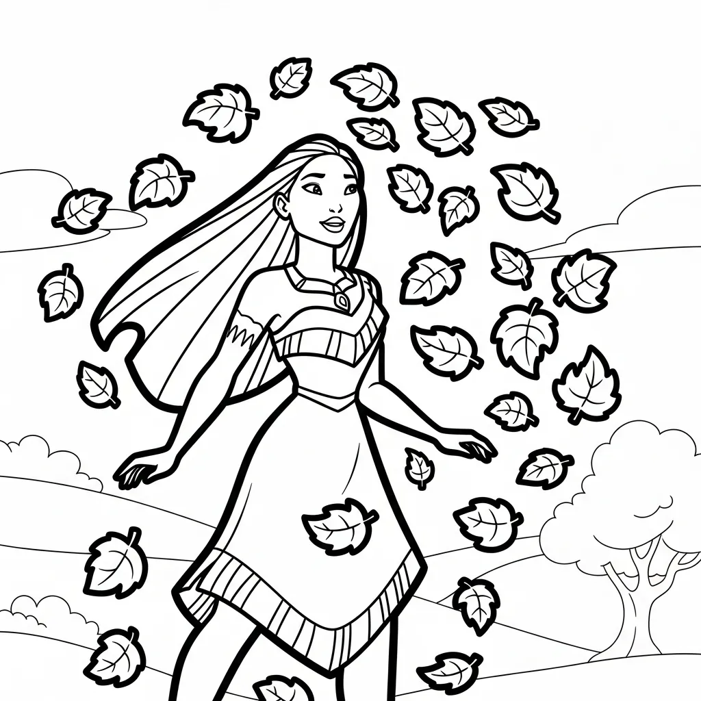 Pocahontas 16 para colorear para niños para imprimir gratis