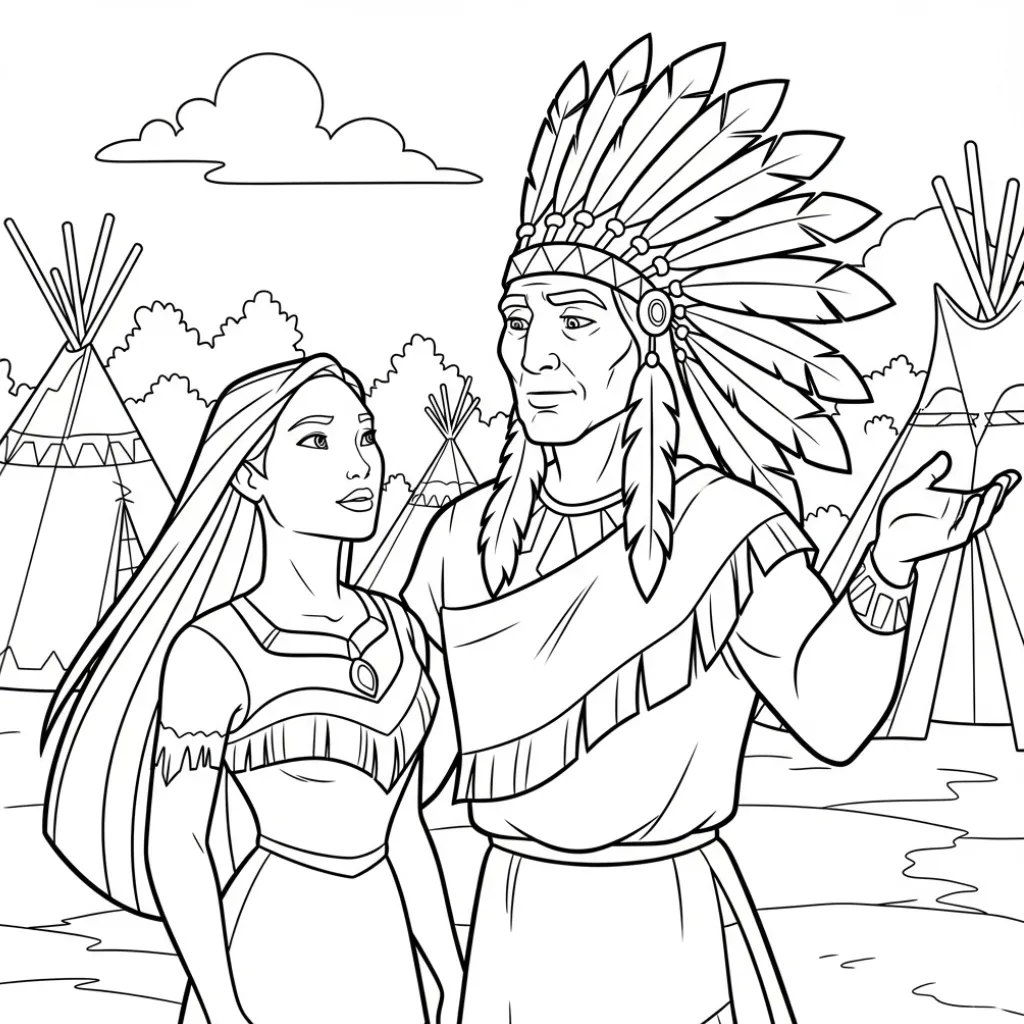 Pocahontas 17 para colorear para imprimir para niño de 9 años