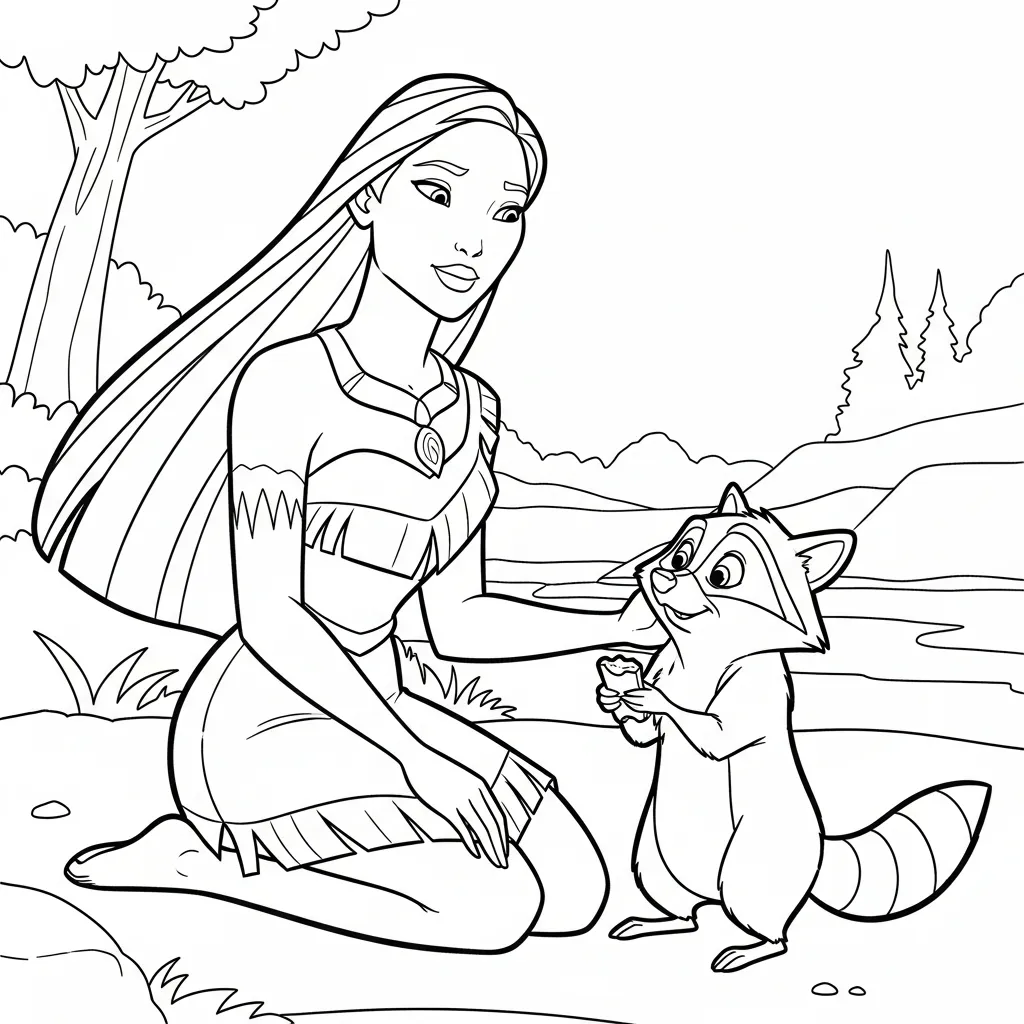 Pocahontas 19 para colorear para imprimir para niño de 2 años