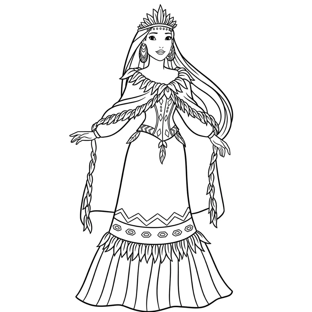 Pocahontas 2 para colorear y recortar para imprimir gratis