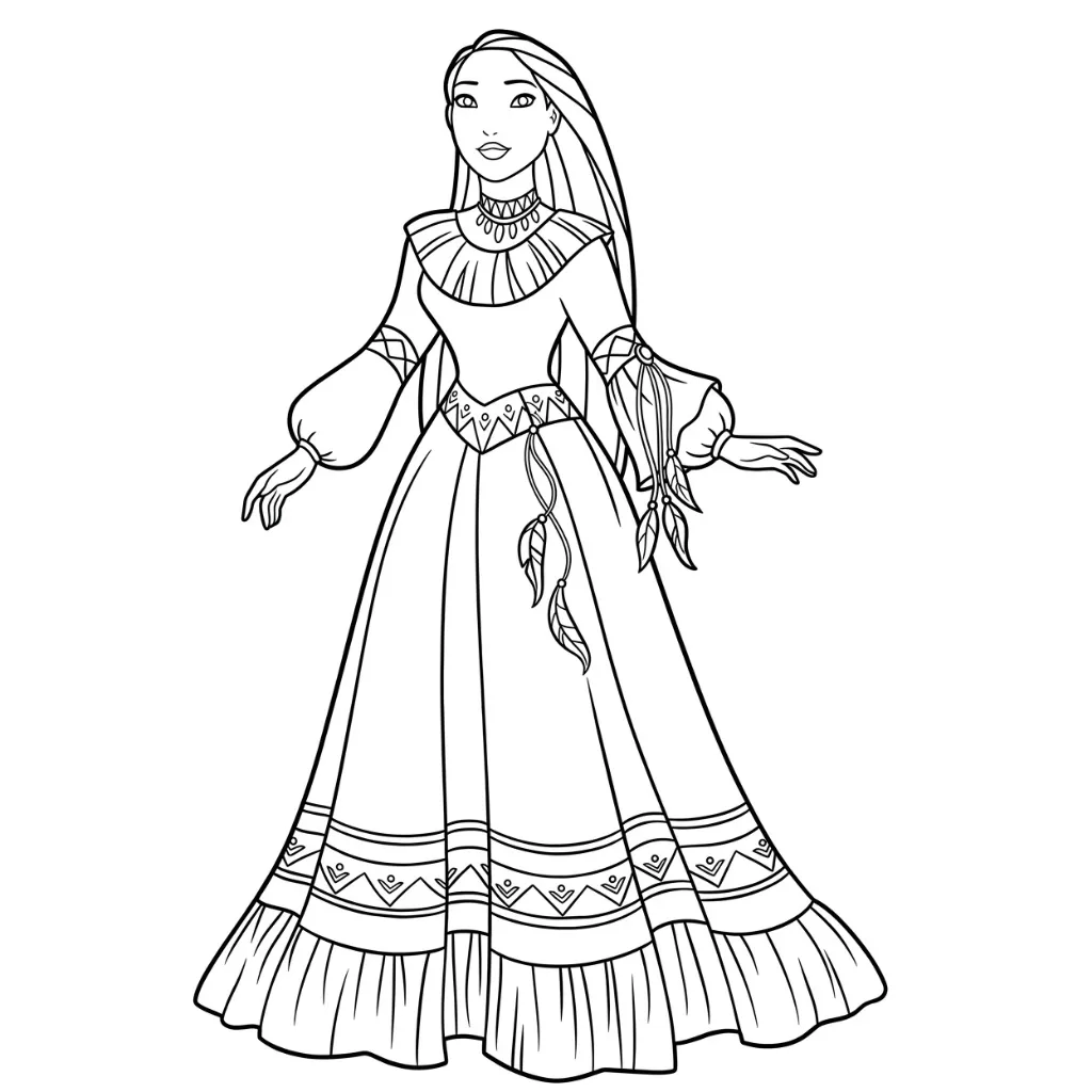 Pocahontas 4 para colorear para imprimir a4