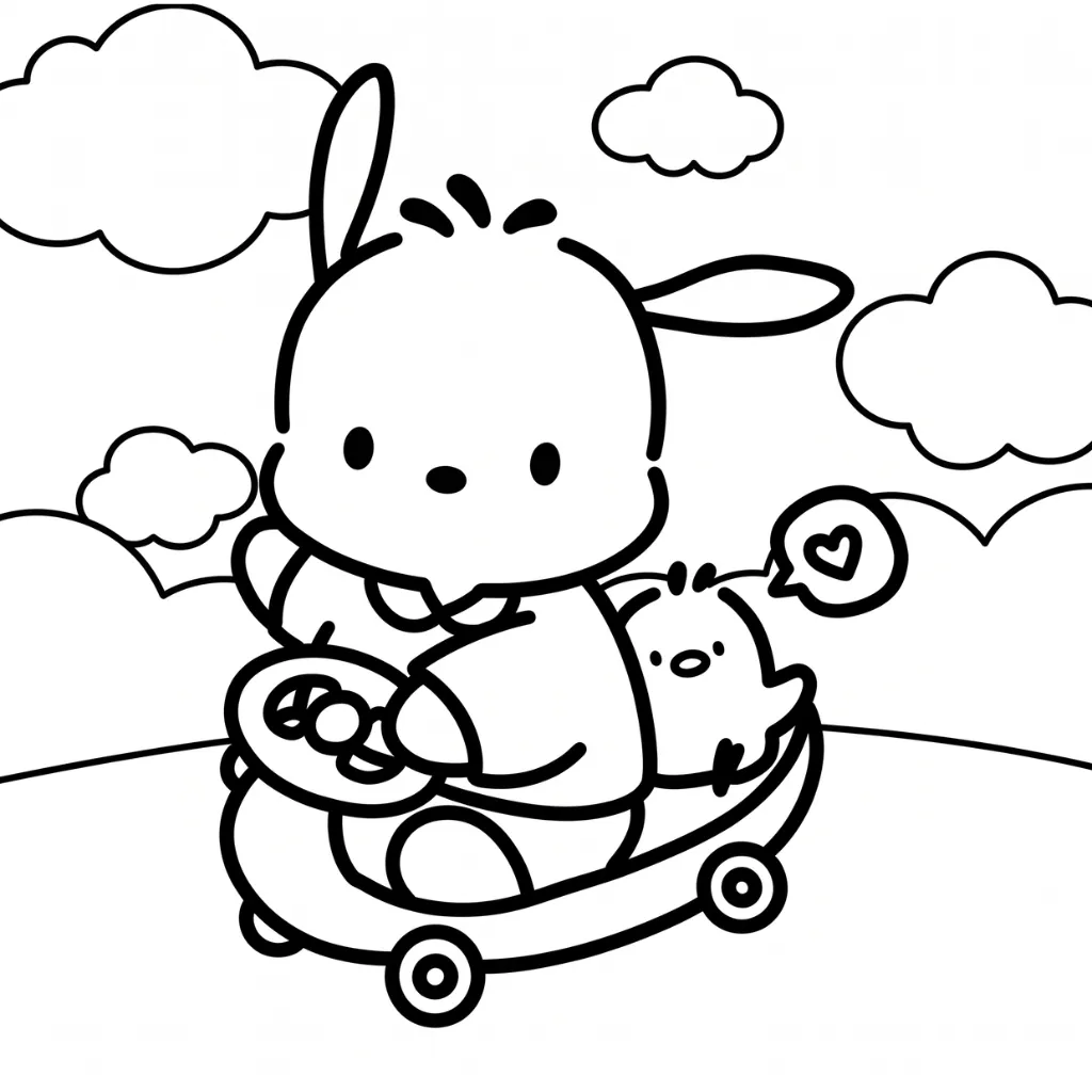 Pochacco 2 para colorear para niño para imprimir