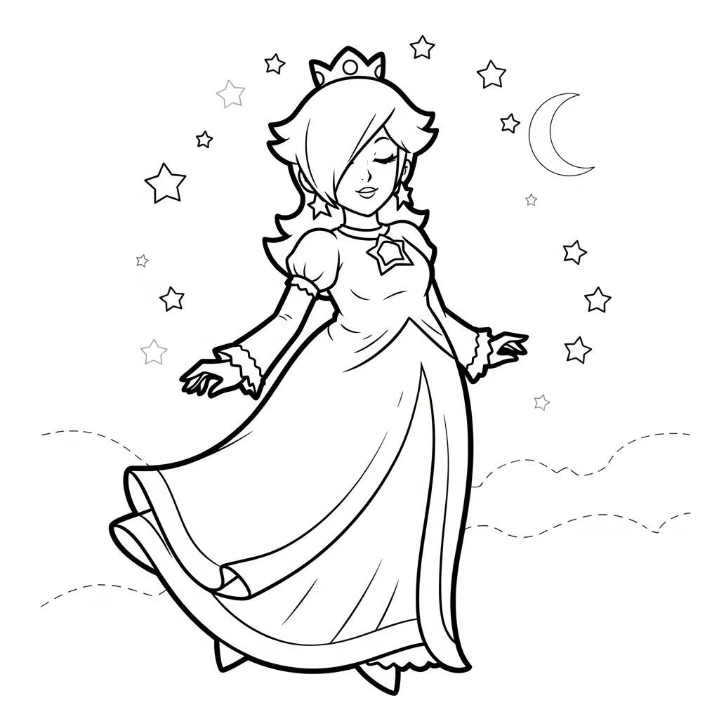 Rosalina 16 para colorear para imprimir para niño de 4 años
