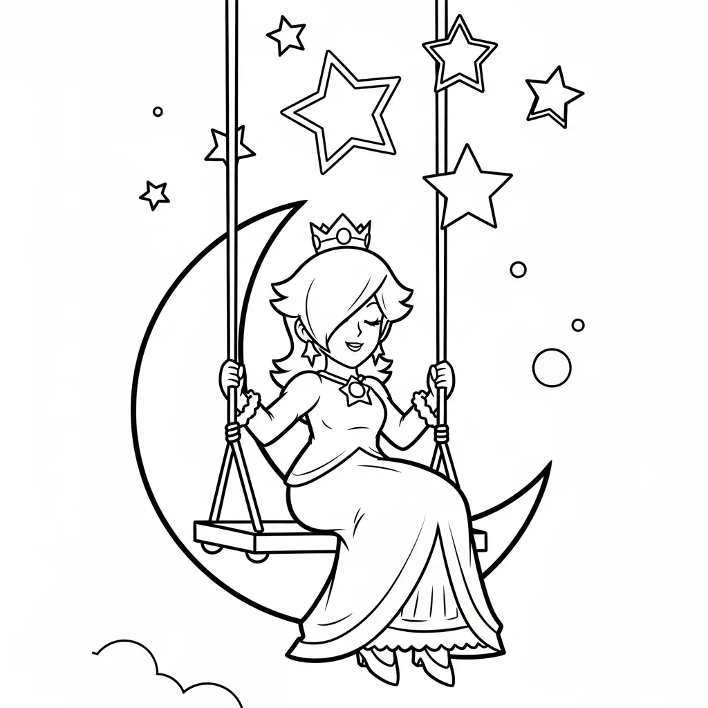 Rosalina 2 para colorear y recortar para imprimir gratis