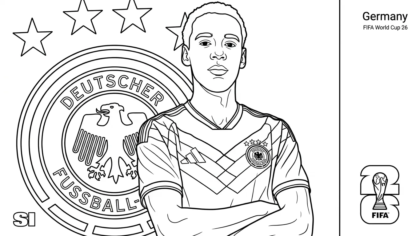 Selección De Fútbol De Alemania – Copa Mundial 2026 Para Colorear para colorear para niño para imprimir