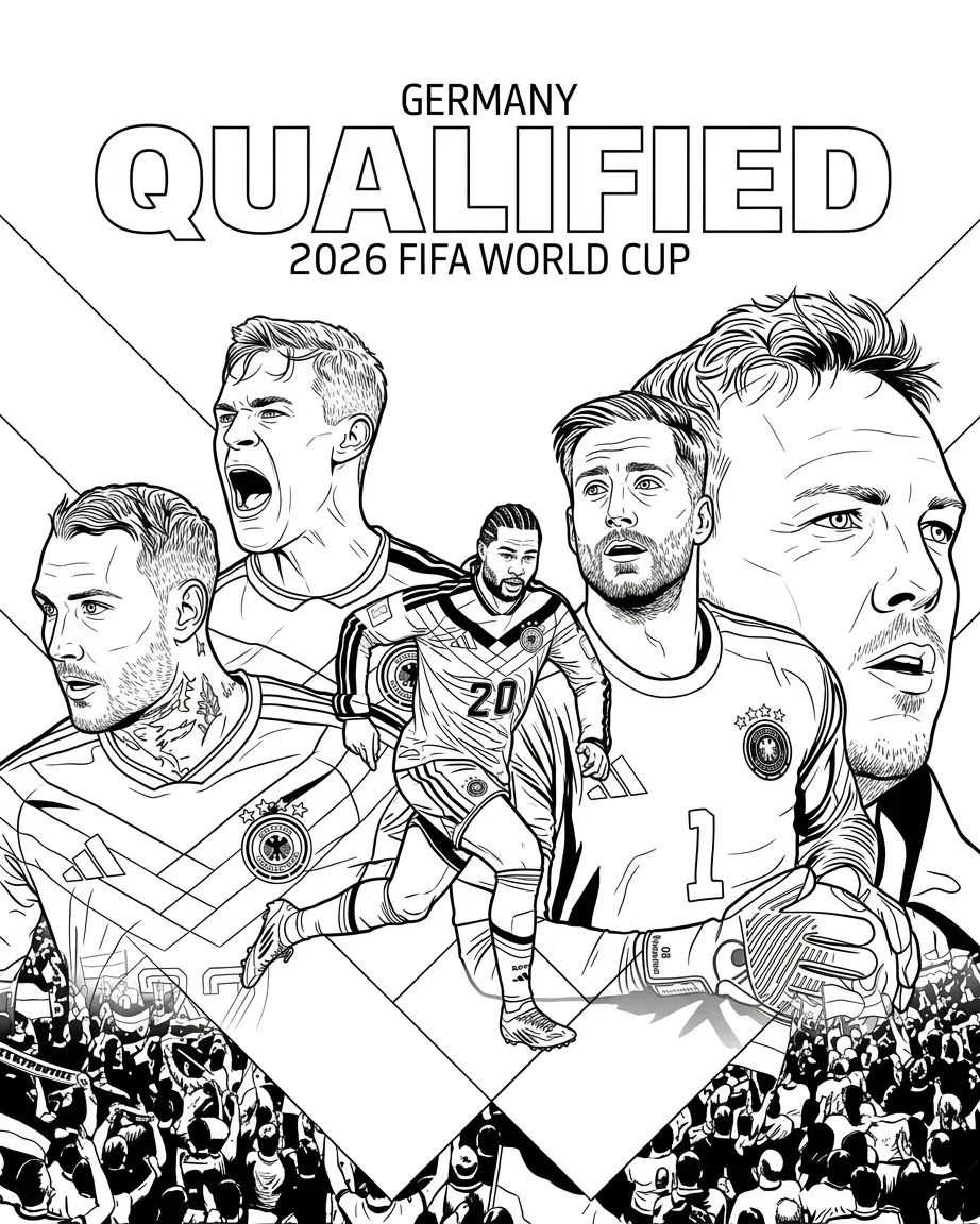imagen para colorear Selección De Fútbol De Alemania – Copa Mundial 2026 Para Colorear niño
