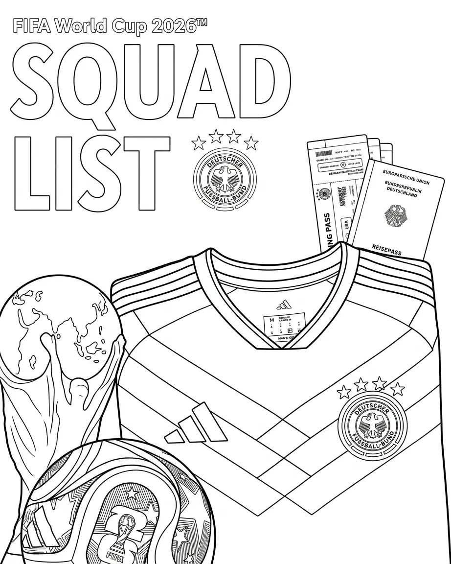 imprimir Selección De Fútbol De Alemania – Copa Mundial 2026 Para Colorear para colorear