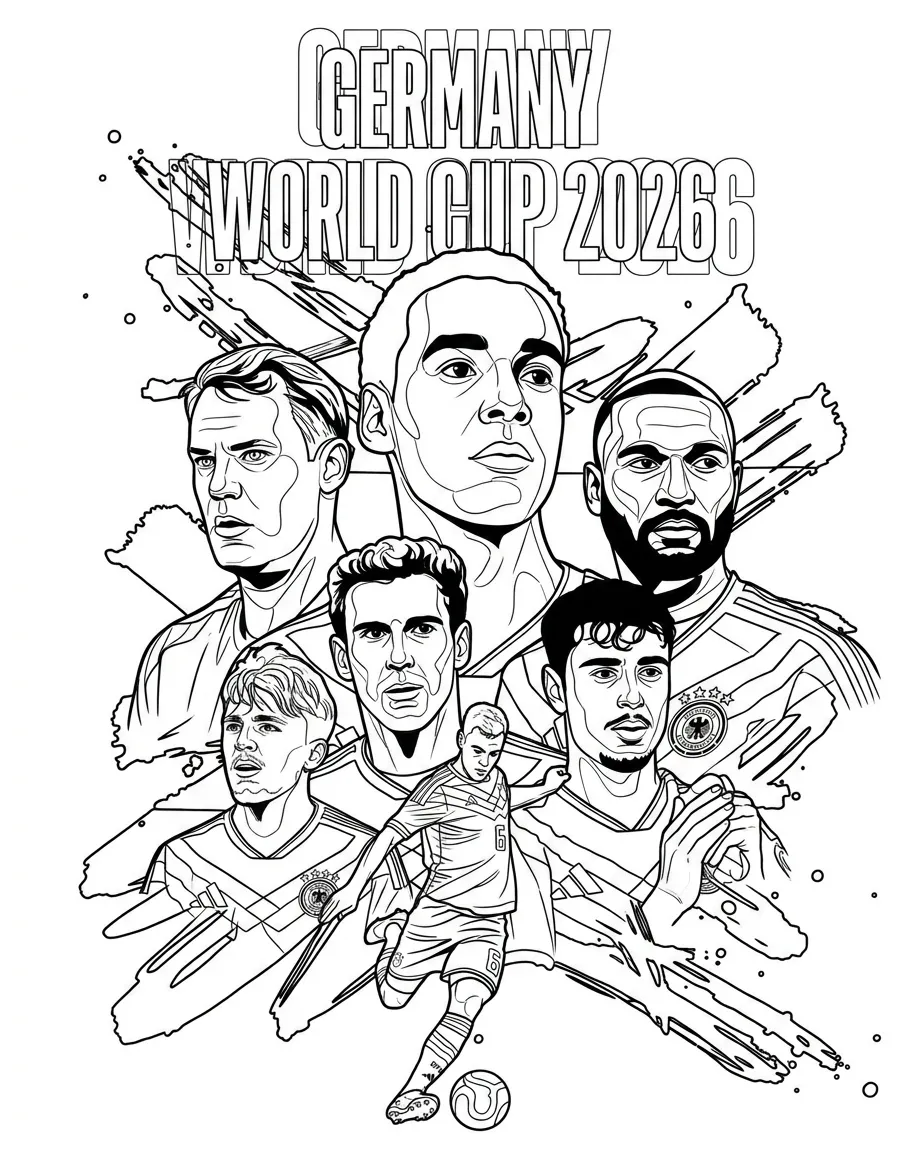 Selección De Fútbol De Alemania – Copa Mundial 2026 Para Colorear de niño para colorear para imprimir
