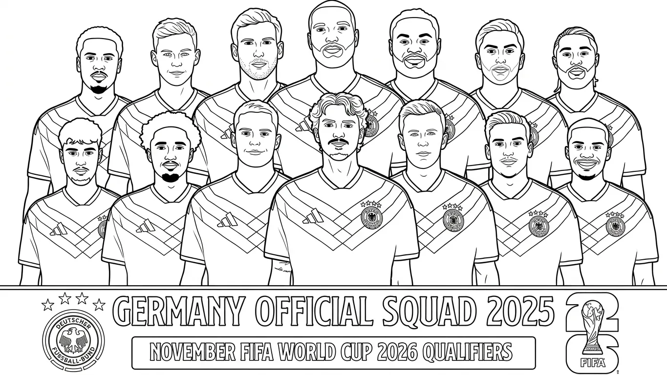 Selección De Fútbol De Alemania – Copa Mundial 2026 Para Colorear para colorear y recortar para imprimir